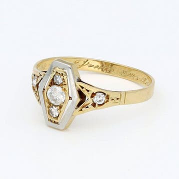 Ring - 18 karaat Geel goud Diamant (Natuurlijk)