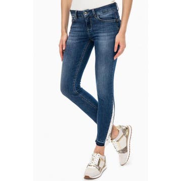 Liu Jo • blauwe jeans Monroe met wit kant • W25, Kleding | Dames, Liu Jo, Verzenden, Nieuw, Blauw