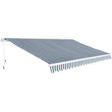 vidaXL Luifel handmatig uittrekbaar 500 cm blauw/wit, Verzenden