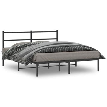 vidaXL Bedframe met hoofdbord metaal zwart 160x200 cm, Verzenden, Nieuw