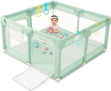 Babybox 127cm Groen - 34% korting! Retour deal, weg is weg, Kinderen en Baby's, Babyparken, Verzenden, Zo goed als nieuw, Vierkant