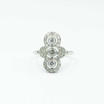 Bague - 14 carats Or blanc Diamant (Naturelle)