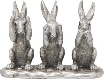sculptuur, Silver Three Wise Rabbits Sculpture See No Evil,