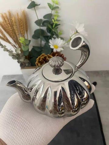 Mirror Fluted Pumpkin Stainless Steel Teapot - Kruik -