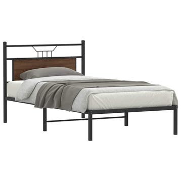 vidaXL Bedframe zonder matras 107x203 cm spaanplaat bruin, Verzenden, Nieuw