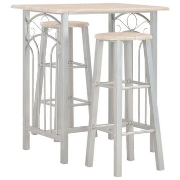 vidaXL 3-delige Barset hout en staal, Verzenden