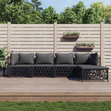vidaXL 5-delige Loungeset met kussens staal antracietkleurig, Verzenden, Nieuw, Loungeset