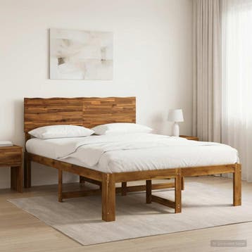 vidaXL Tweepersoonsbed met hoofdbord ROSTOCK Naturel 152 x, Huis en Inrichting, Slaapkamer | Bedden, Verzenden, Nieuw