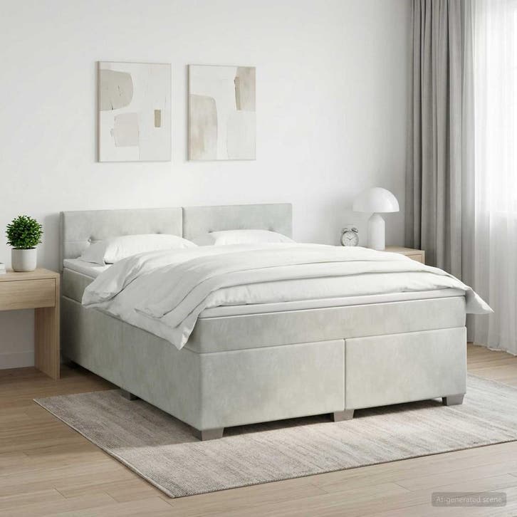 vidaXL Boxspringbed met matras Lichtgrijs 140 x 200 cm, Maison & Meubles, Chambre à coucher | Lits, Envoi