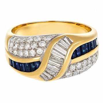 Ring - 18 karaat Geel goud, Witgoud - 2.00ct. tw. Saffier -