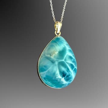 Prachtige hanger van larimar – zilver 925 Hanger - Hoogte: