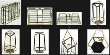 Vitrinekast (2) - Glas, Messing - Spiegels Deurtjes Klink