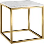 tectake Bijzettafel Alysia marmerlook, vierkant - wit/goud, Verzenden, Nieuw