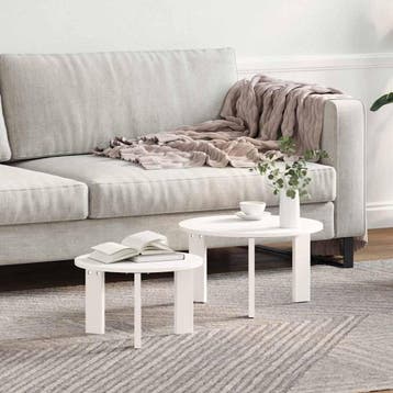 vidaXL Salontafel 2 st Wit 47,5 x 47,5 x 27 cm Massief, Verzenden