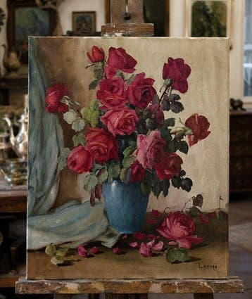 École espagnole (XX) - Bouquet de roses - NO RESERVE