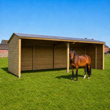 Abri de prairie en bois pour cheveaux 10x4m - abri de, Animaux & Accessoires