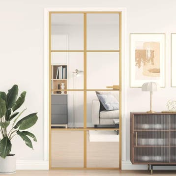 vidaXL Binnendeur smal 93x201,5 cm gehard glas en aluminium, Doe-het-zelf en Bouw, Deuren en Vliegenramen, Verzenden