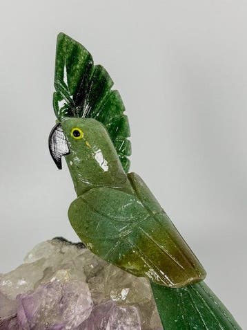 Pièce rare - Perroquet en pierre naturelle taillé à la main