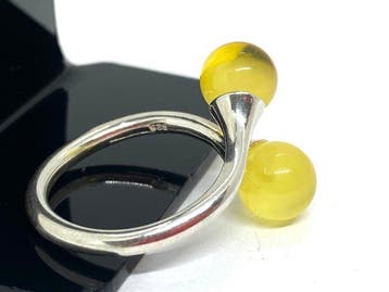 Golden Solstice • Élégante bague en ambre baltique miel à