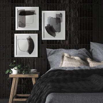 Wandtegel Sartoria Handvorm Negro Zwart Glans 5x25, Nieuw, 20 tot 40 cm, 10 m² of meer, Wandtegels