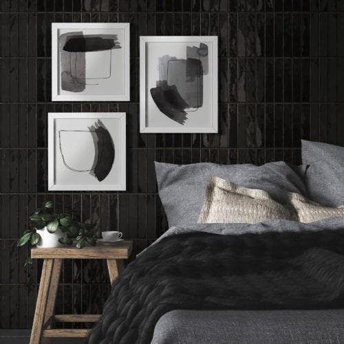 Wandtegel Sartoria Handvorm Negro Zwart Glans 5x25, Bricolage & Construction, Dalles & Carrelages, Enlèvement ou Envoi
