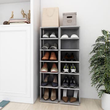 vidaXL Schoenenkasten 2 st 27,5x27x102 cm betongrijs, Huis en Inrichting, Kasten | Schoenenkasten, Verzenden, Nieuw