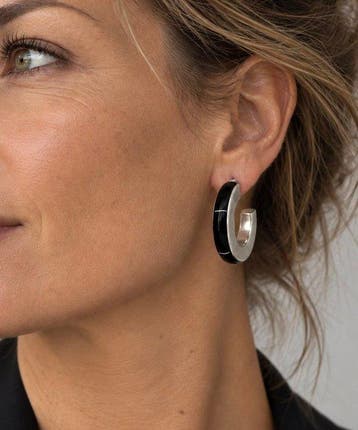 Zonder minimumprijs - Oorbellen Zilver Onyx, Nieuw