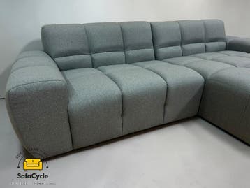 Goossens Opulent hoekzetel blauw in stof, hoek R – overstock, Verzenden