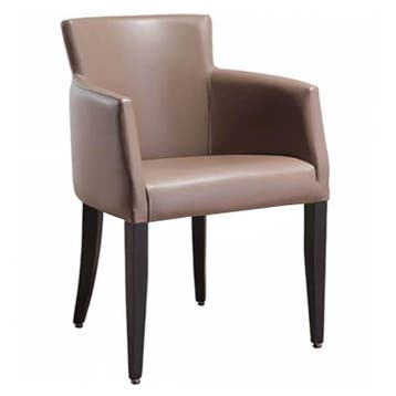Stoel | OMEGA | Kunstleer/Hout | Taupe | Wengé Poten |, Verzenden