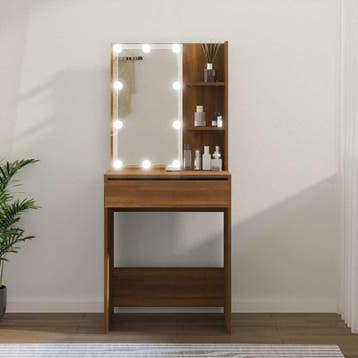 vidaXL Kaptafel met LED-verlichting 60x40x140 cm bruin, Huis en Inrichting, Verzenden, Nieuw