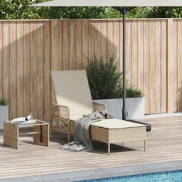 Ligstoel Beige | Retour deal | Sla nu toe, Tuin en Terras, Verzenden, Nieuw, Rotan, Verstelbaar