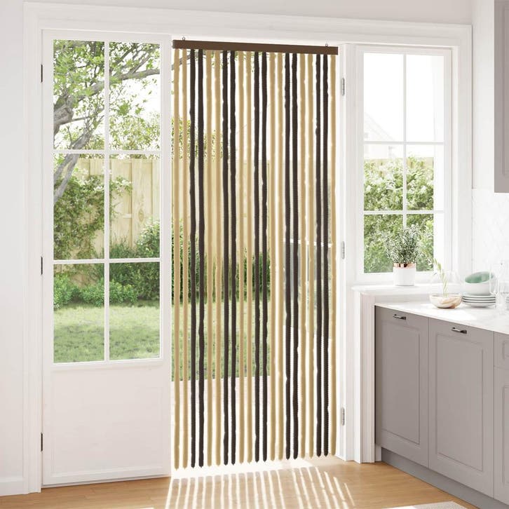 vidaXL Insecten Gordijn Chenille Donkerbruin en Beige 90 x, Doe-het-zelf en Bouw, Deuren en Vliegenramen, Nieuw, Verzenden