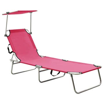 vidaXL Ligbed inklapbaar met luifel aluminium roze, Verzenden, Nieuw