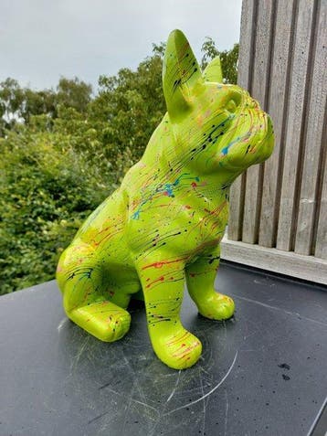 Beeld, green buldog artistic - 43 cm - polyresin