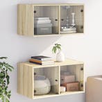 vidaXL Wandkasten met glazen deuren 2 st 68,5x37x35 cm, Verzenden, Nieuw