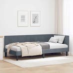 vidaXL Hoek Bed Frame Donkergrijs 90 cm x 200 cm Fluweel, Verzenden