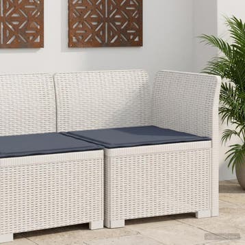 vidaXL Eén-zits Tuin Sofa met Kussen Rieten Look PP Wit, Verzenden, Nieuw
