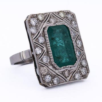 Anneau de bras Platine Émeraude - Diamant
