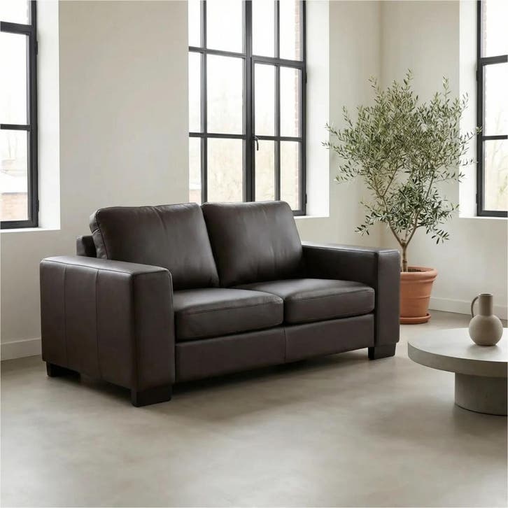 Leren bank Enjoy - 2 zits - Toledo Caffe (donkerbruin) -, Huis en Inrichting, Zetels | Zetels, 150 tot 200 cm, 75 tot 100 cm, Nieuw