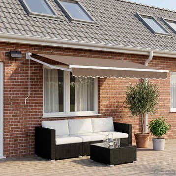 vidaXL Handbediende luifel met LEDs Taupe 100% Polyester en, Verzenden