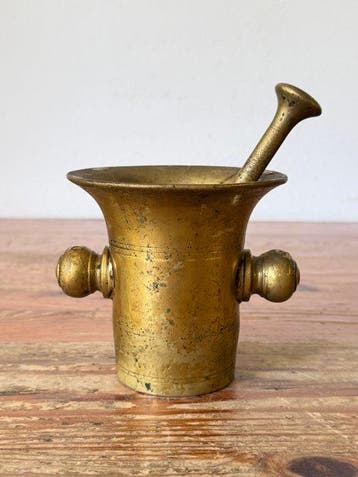 Vijzel en stamper (2) - Brons - Knopvijzel en stamper, Antiek en Kunst