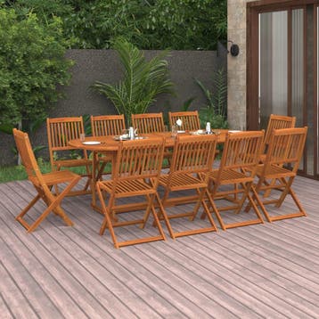 vidaXL 11-delige Tuinset 220x90x75 cm massief acaciahout, Tuin en Terras, Tuinsets en Loungesets, Verzenden, Nieuw, Tuinset