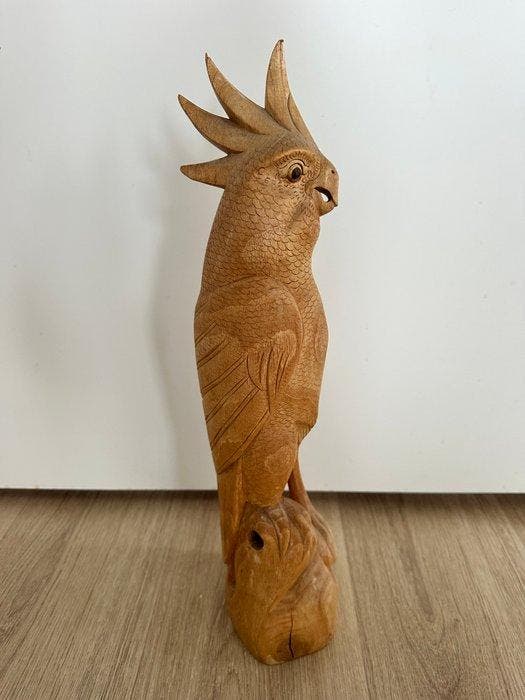 Decoratief ornament - Houten papegaai, Antiquités & Art, Art | Art non-occidental