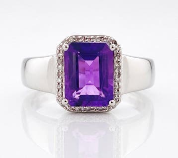 Zonder minimumprijs - Ring 925 zilver , amethysten,, Nieuw