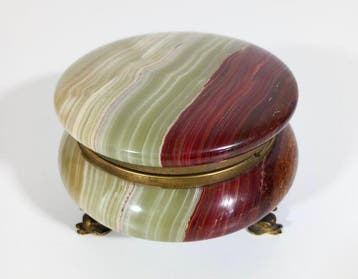 Boîte à bijoux - Onyx, Laiton - vintage des années 60, Antiek en Kunst