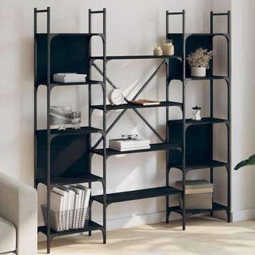 vidaXL Boekenkast 155,5x24x166,5 cm bewerkt hout zwart, Verzenden