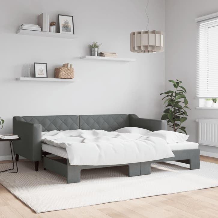 vidaXL Slaapbank met onderschuifbed 90x190 cm stof, Huis en Inrichting, Slaapkamer | Bedden, Nieuw, Verzenden