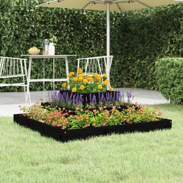 vidaXL Plantenbak 80x80x27 cm massief grenenhout zwart, Verzenden