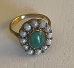 Bague - 18 carats Or jaune Chrysobéryl - Perle - Anneau