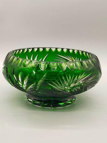 Schotel - Elegante Kristallglas Schale – Grünes Überfangglas